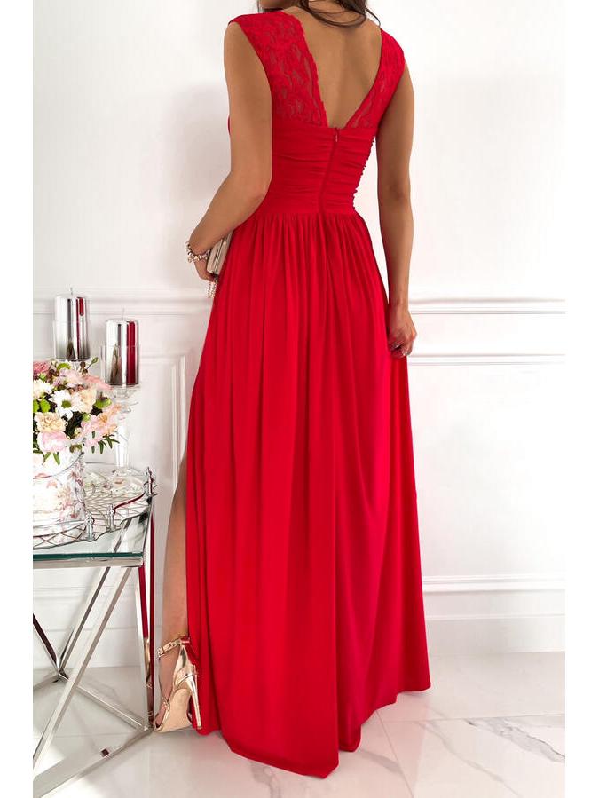 Elegantes Europäisches & Amerikanisches Sexy Falten-Patchwork-Schlitz-Abendkleid