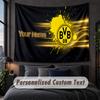 Arazzo con Testo Nome Personalizzato, Appeso Decorativo da Parete Borussia Dortmund, Arazzo Sfondo per Casa Camera da Letto