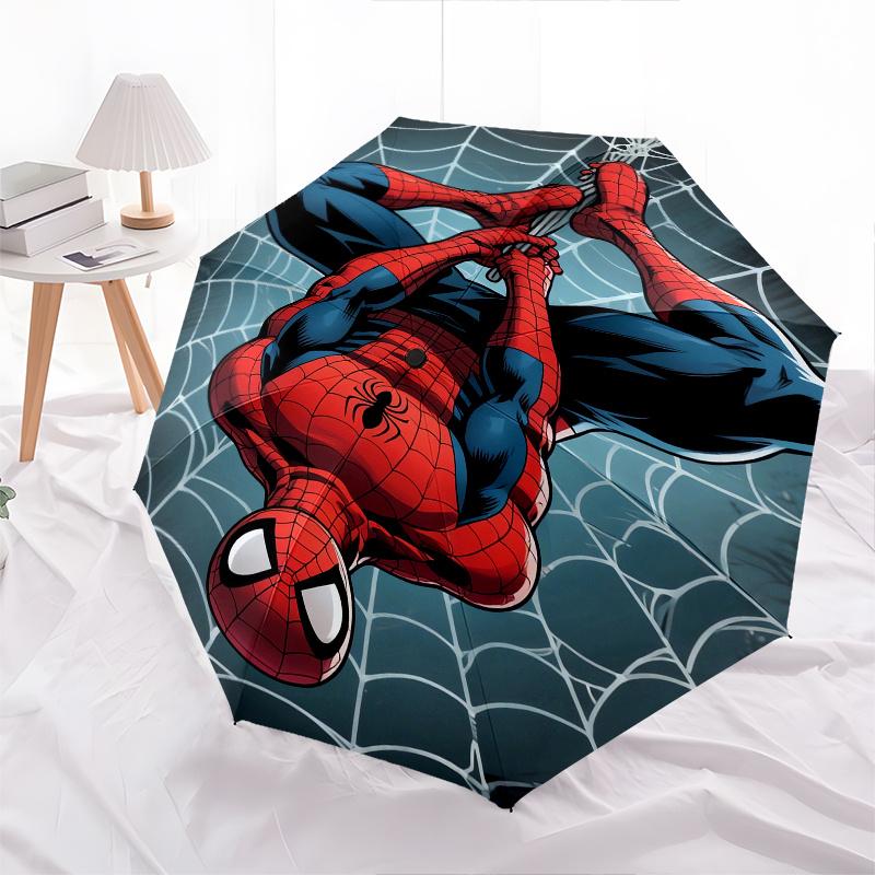 Spider Man, Web Automatic Opening and Closing Umbrella, Compact Travel Umbrella, Lightweight and Portable, Suitable for Beach Commuting Busi