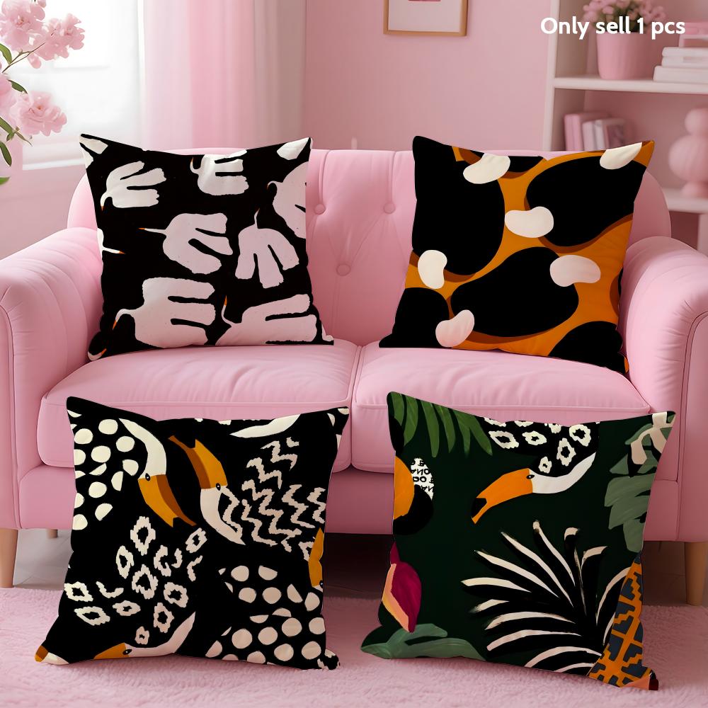 Art Abstract Illustration Cushion Cover Soft Short Plush Double-Sided Printing Home Decor Machine Washable Pillow Case Gift