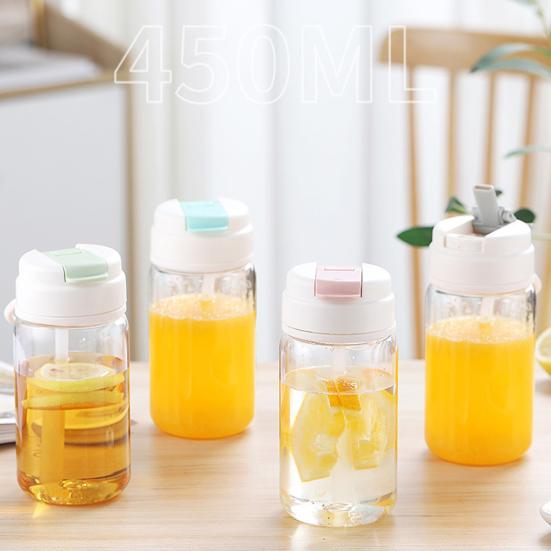 450 ML/600 ML Sippy Cup med halm Flip Top vannflaske BPA-fri enhåndsoperasjon Lekkasikker drikkeflaske for jobb Studiereise