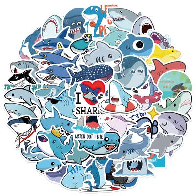 50 Cartoon Love Shark Stickers Personalized Decorative Suitcase Notebook Waterproof No Repeat Stickers