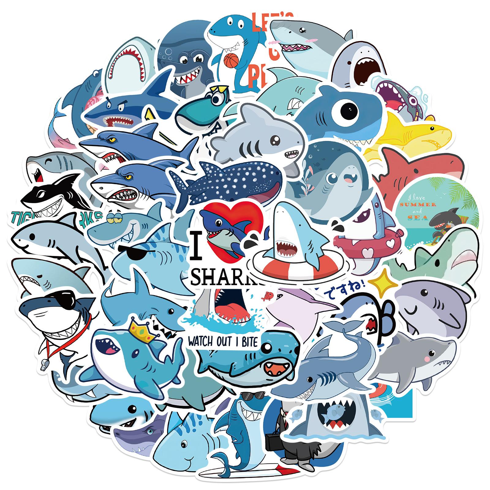 

50 Cartoon Love Shark Stickers Personalized Decorative Suitcase Notebook Waterproof No Repeat Stickers