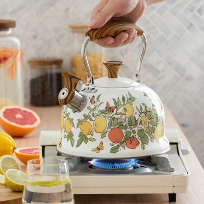 3L Stainless Steel Whistling Kettle With Lemon Design Modern Minimalist Stovetop Water Boiler Kitchen