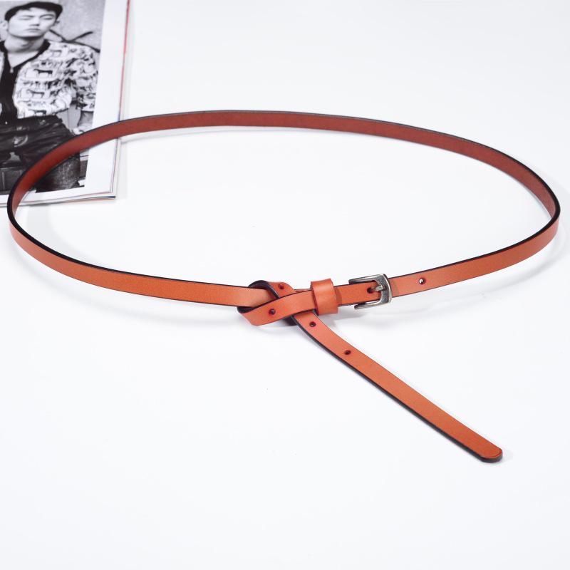 Women's Genuine Leather Thin Belt - Simple, Versatile, Soft Cowhide for Dresses and Jeans