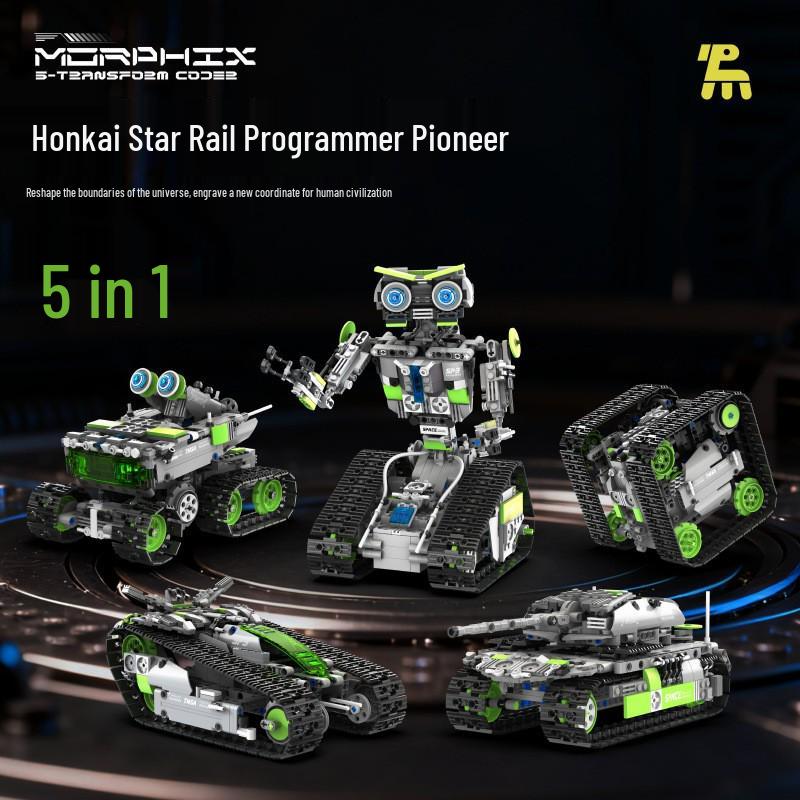 Five-in-One Programmable Wall-E Robot: Assembly Building Blocks, Electric Science Education, Remote Control, Compatible with Lego