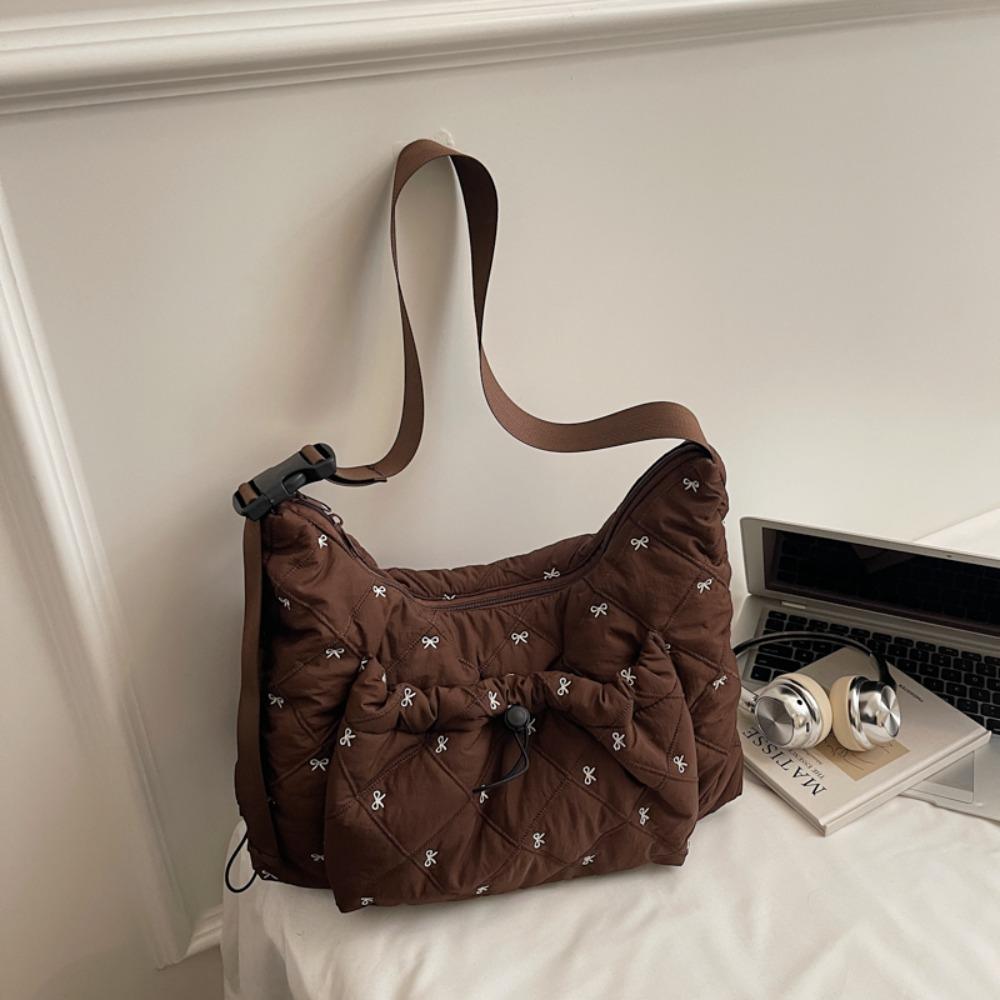 

Fashion Cotton Shoulder Bag Soft Padded Zipper Crossbody Bags Large Capacity Handbags