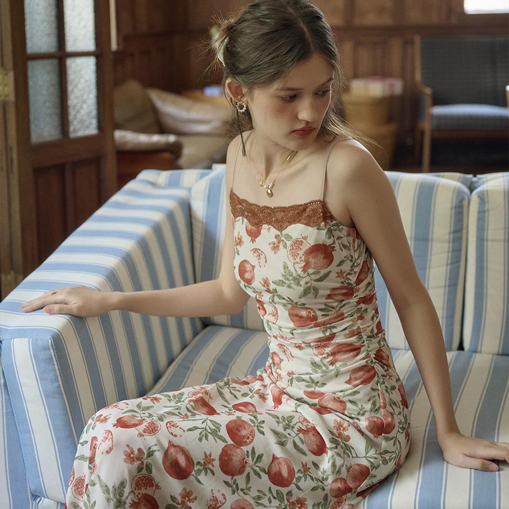 Simpeulleteulo Sr_Romantic Print Slip Dress