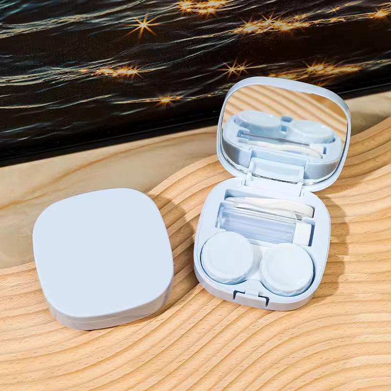 Tragbarer Macaron Kontaktlinsenbehälter mit Spiegel – Kompakt und stilvoll für Studentinnen