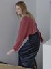 AVANT-G Back Slit Crop Knit T-Shirt - Brick