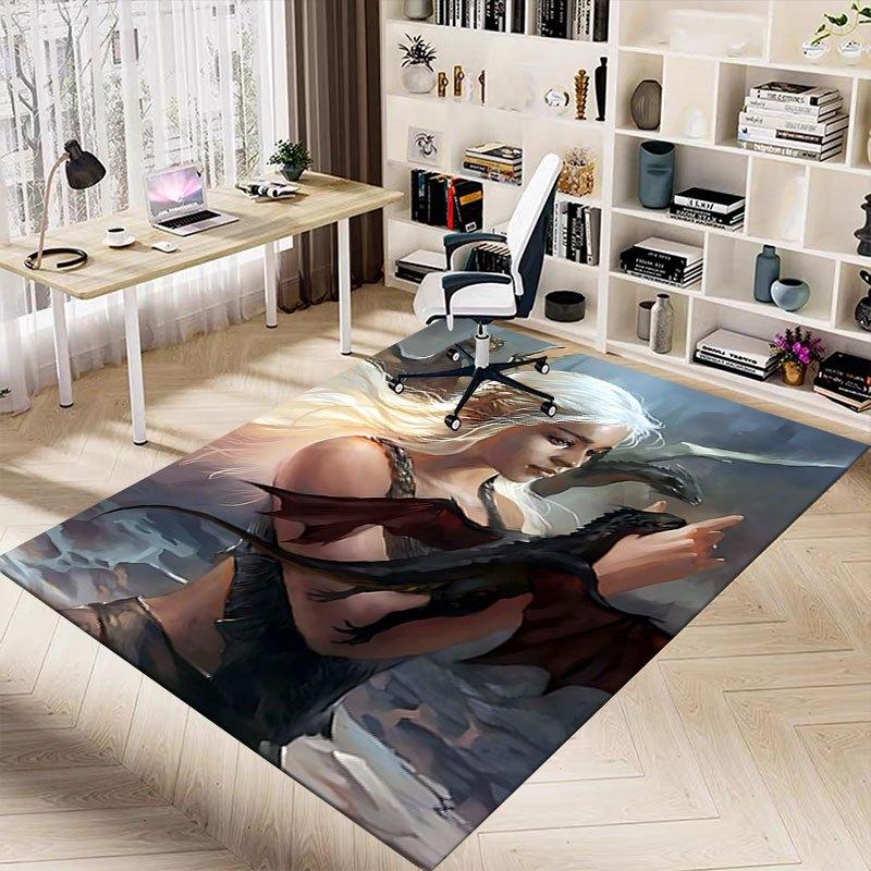1 alfombrilla para silla de oficina Fire and Blood, Alfombrilla para decoración del hogar, Alfombrilla temática de fantasía, Alfombrilla duradera, Decoración de dragón, Adecuada para amantes de la temática de fantasía