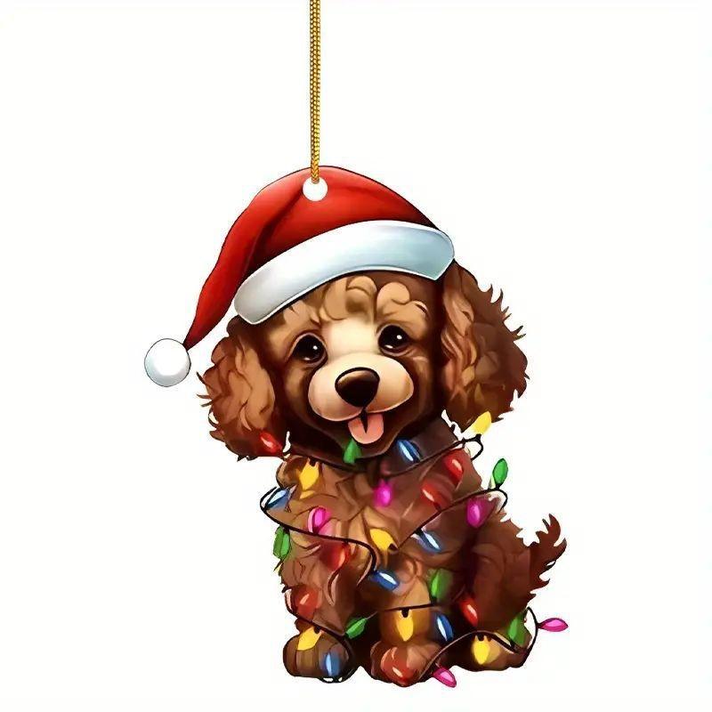 

Christmas Teddy Adorable Dog Acrylic Car Hanging Pendant For Stylish Decoration Interior