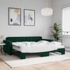 Vidaxl Sofa Rozsuwana Z Materacami, Ciemnozielona, 90X200 Cm, Aksamit