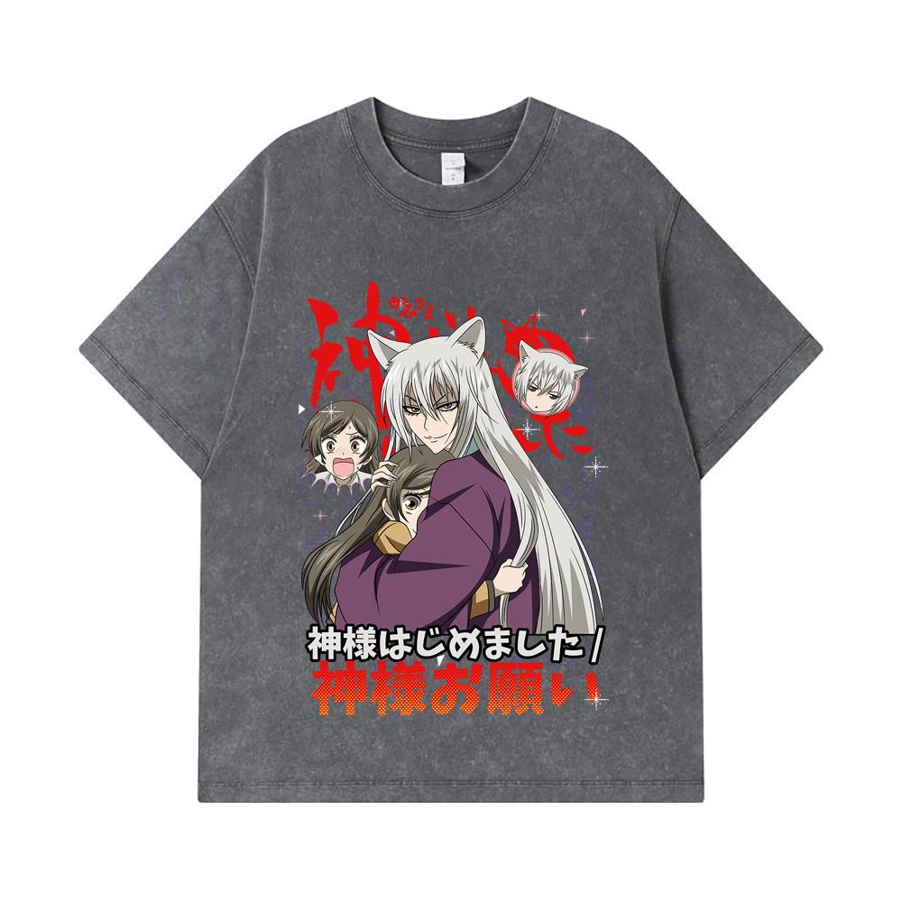 275 GSM Washed T-shirts 100% Cotton Kamisama Kiss V1 Print Unisex Heavy Cotton T Shirt