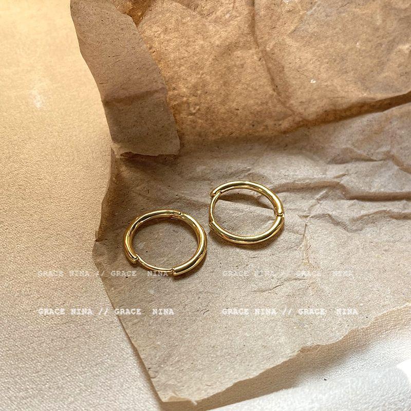 

INS Fancy Metal Best Selling Elegant Female Simple Bracelet 18mm Circle Gold Earrings