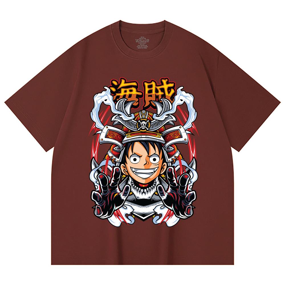 230 Gsm 100% Cotton One Piece V70 Luffy Samurai Print Unisex Heavy Cotton T Shirt