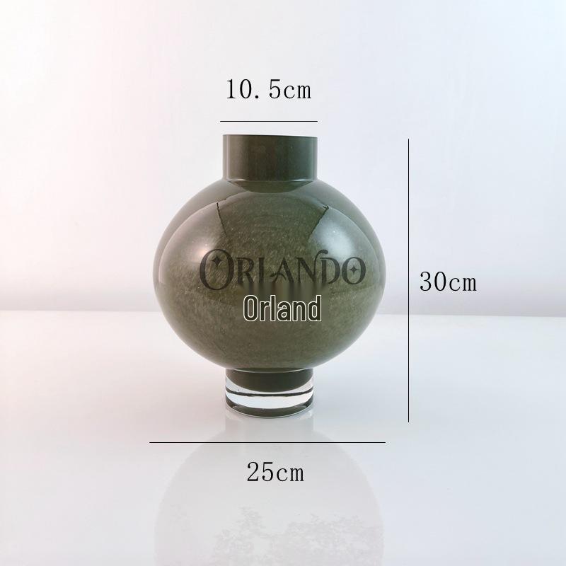 Orland Military Green Vintage-Style Blown Glass Vase for Home Decor Military Green