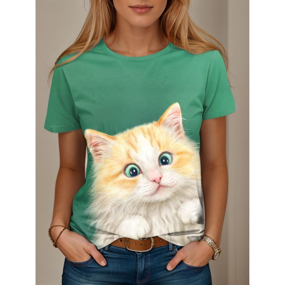 Women's T-shirt Pattern Fashionable Casual Short Sleeve