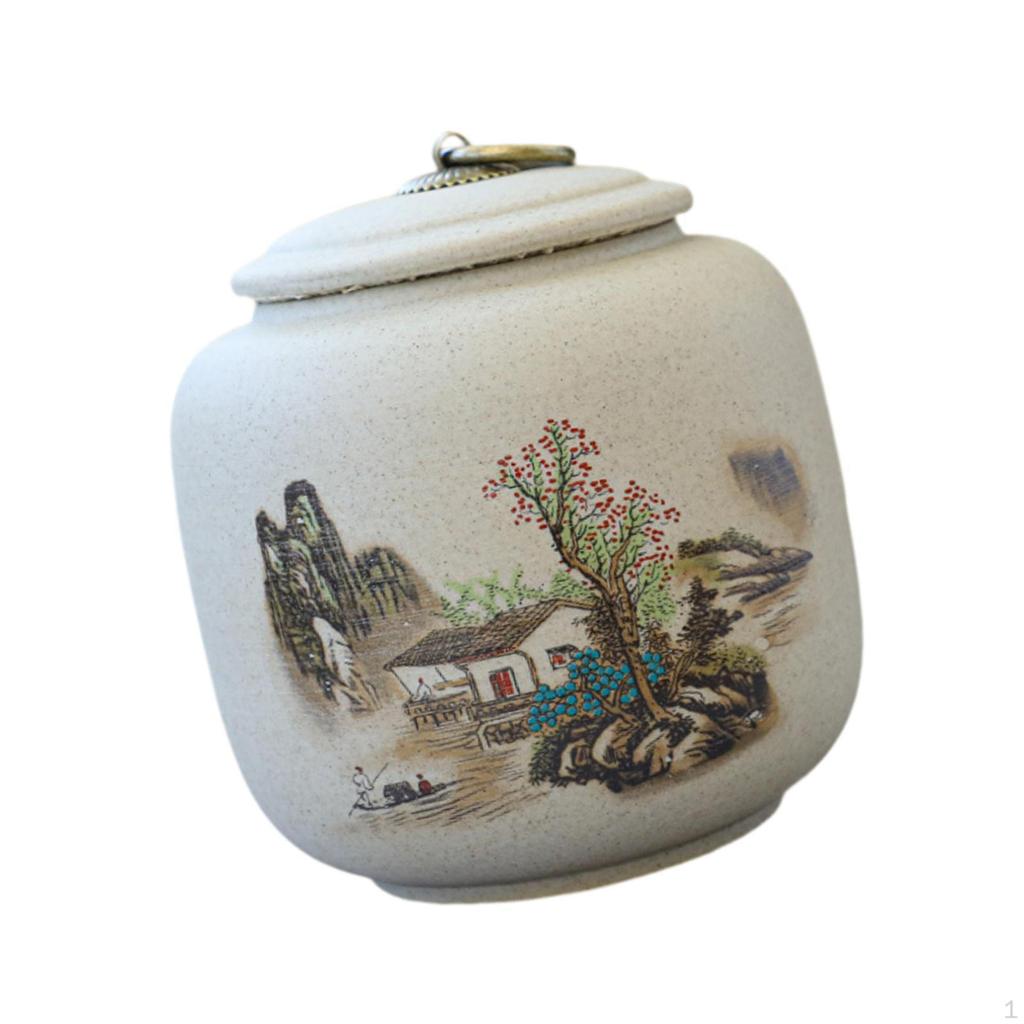 Ceramic Tea Portable 800ml Storage Canister Traditional Loose Leaf Holder for Sweet Treats And