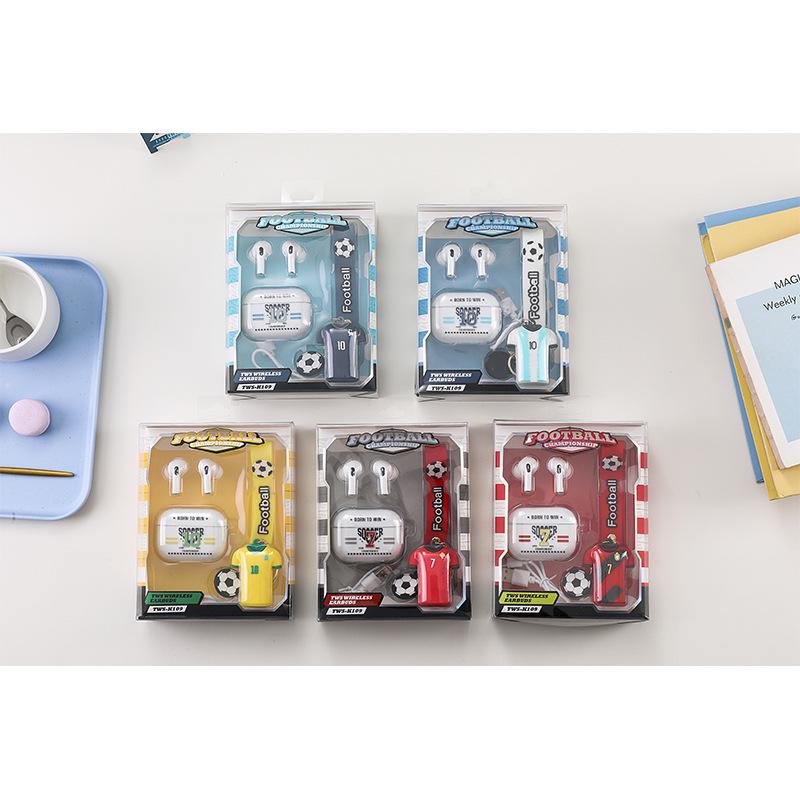 

Cross-border TWS-K109 Transparent Bluetooth Earbuds with Soccer Jersey Pendant червоний