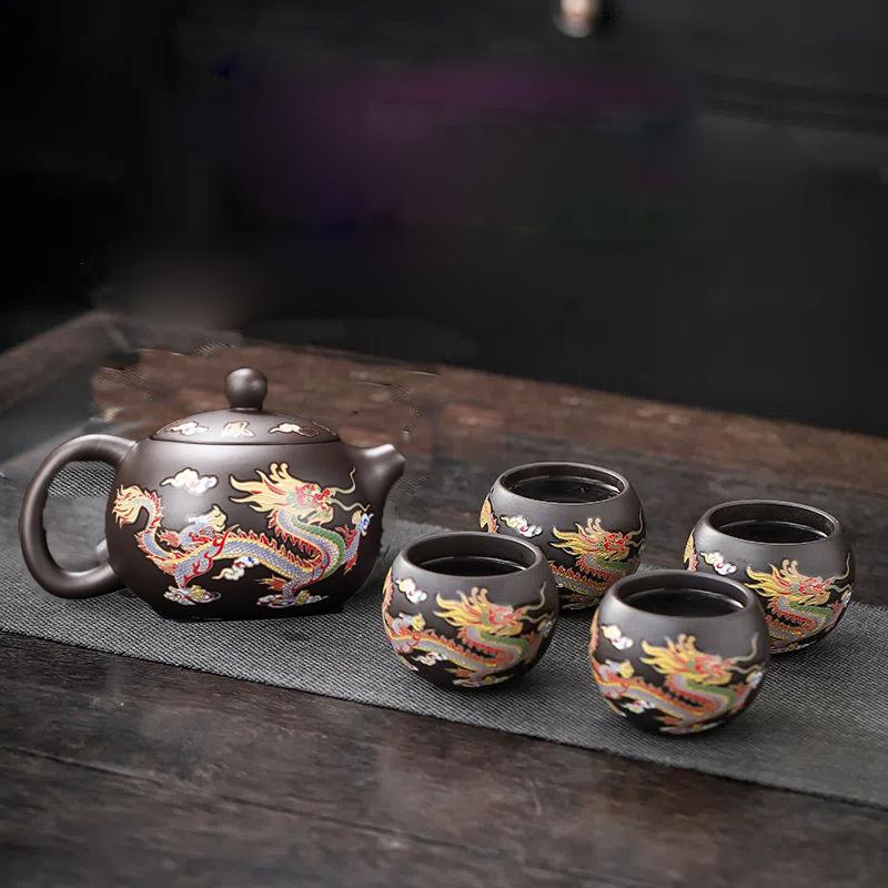 Chinesischer Stil Farbwechselndes Tee-Set Lila Ton Tragbare Teekanne Outdoor Reise Keramik Kung Fu Tee-Set Teetasse Teegeschirr Geschenk