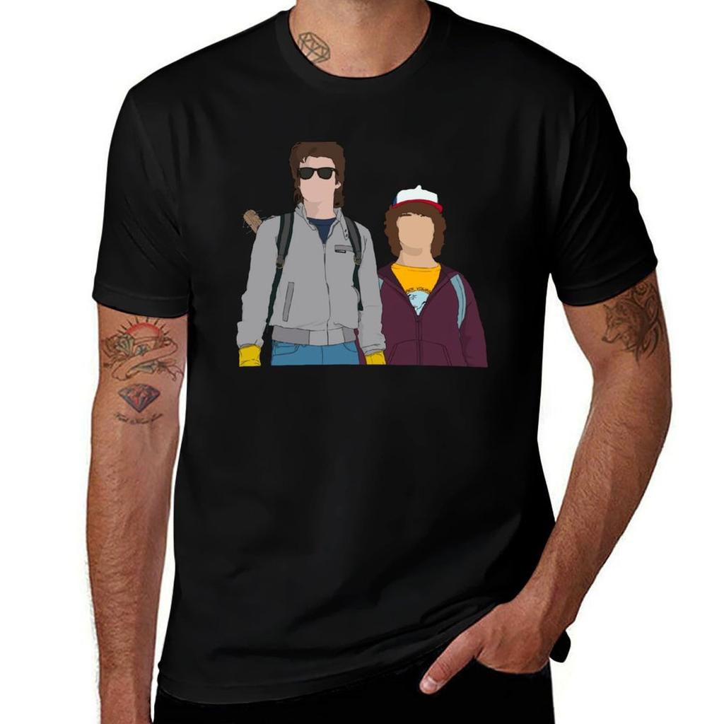 Dustin And Steve Design Tshirt Basic Solid Color Short Sleeve Tshirt