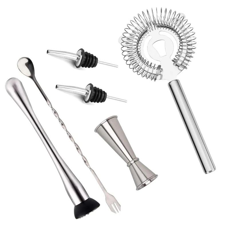 Professional Bar Tools,Stainless Steel Stir Bar Tool, Cocktail Stir Bar Mixing Spoon,  Cocktail Picks, Mojito Stir Bar Tool Kit