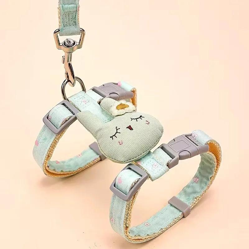 Adjustable Bunny Cat Dog Harness and Leash Set Walking Pet Harnesses for Small Animals Cats Rabbit Mascotas Accessories Supplies