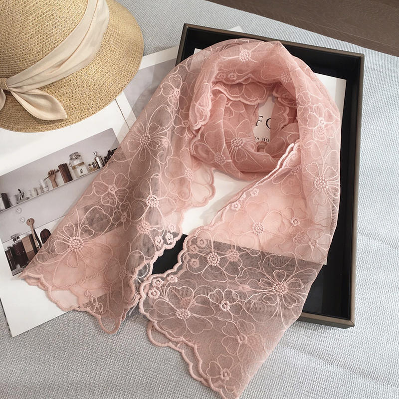 Flower Scarves Exquisite Embroidery In Spring And Summer Lace Scarves Long Scarves Waistbands Scarves