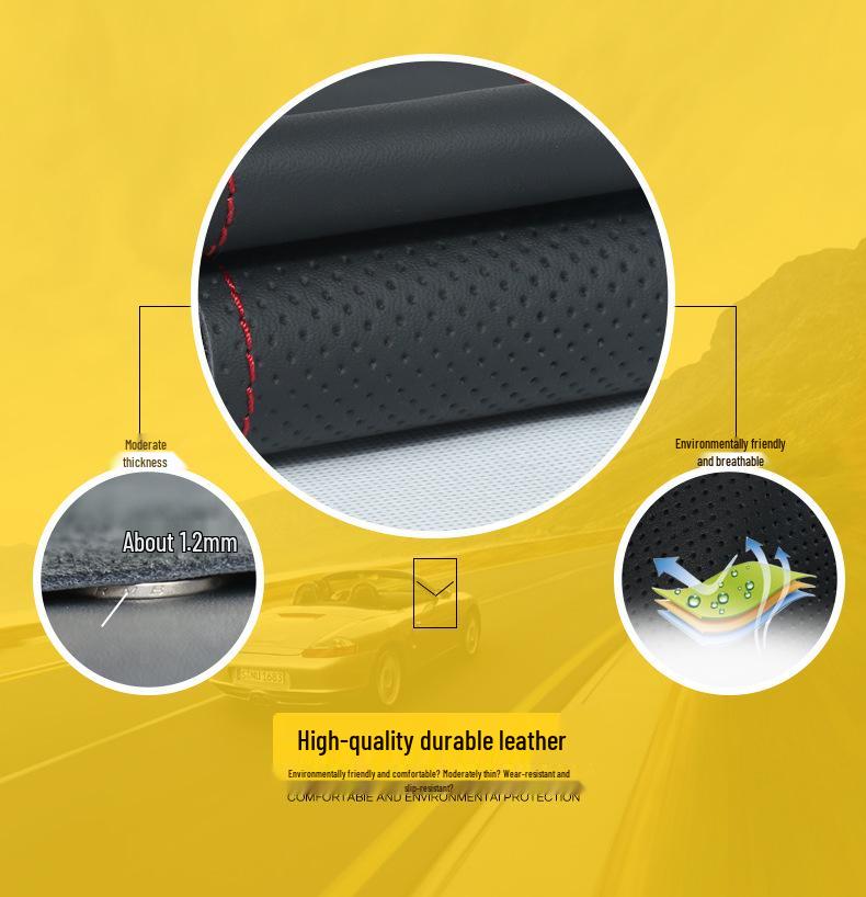 Toyota Prius Echte Leder Handgenähte Lenkradabdeckung (2./3. Generation) - Ganzjahres-Vollabdeckung Fahrzeugspezifische Lenkerabdeckung