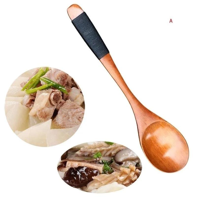 Wooden Spoons Large Long Handled Spoon Rice Soup Spoon Long Handled Wooden Strainer Spoon Skimmer Scoop Wooden Utensils Cooking