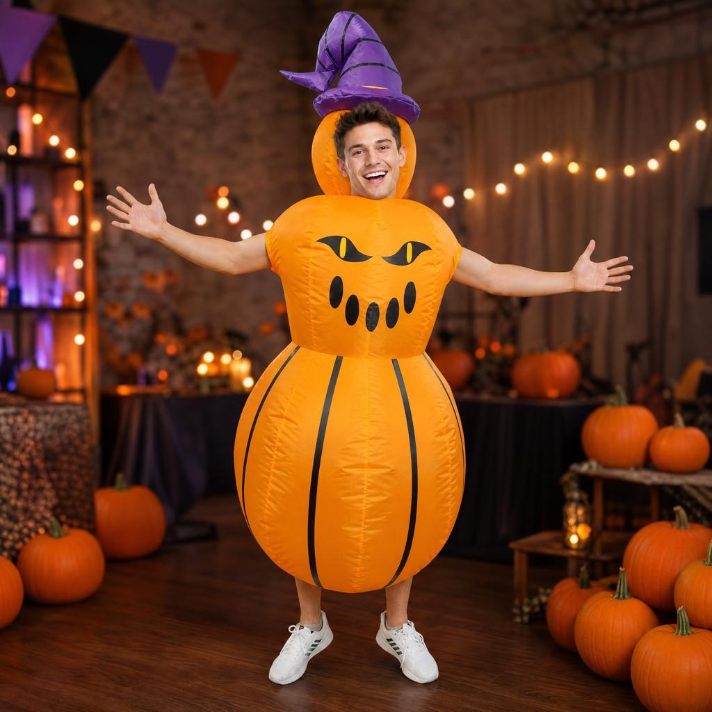 Costume da Zucca Gonfiabile per Festa di Halloween Divertente Outfit Cosplay