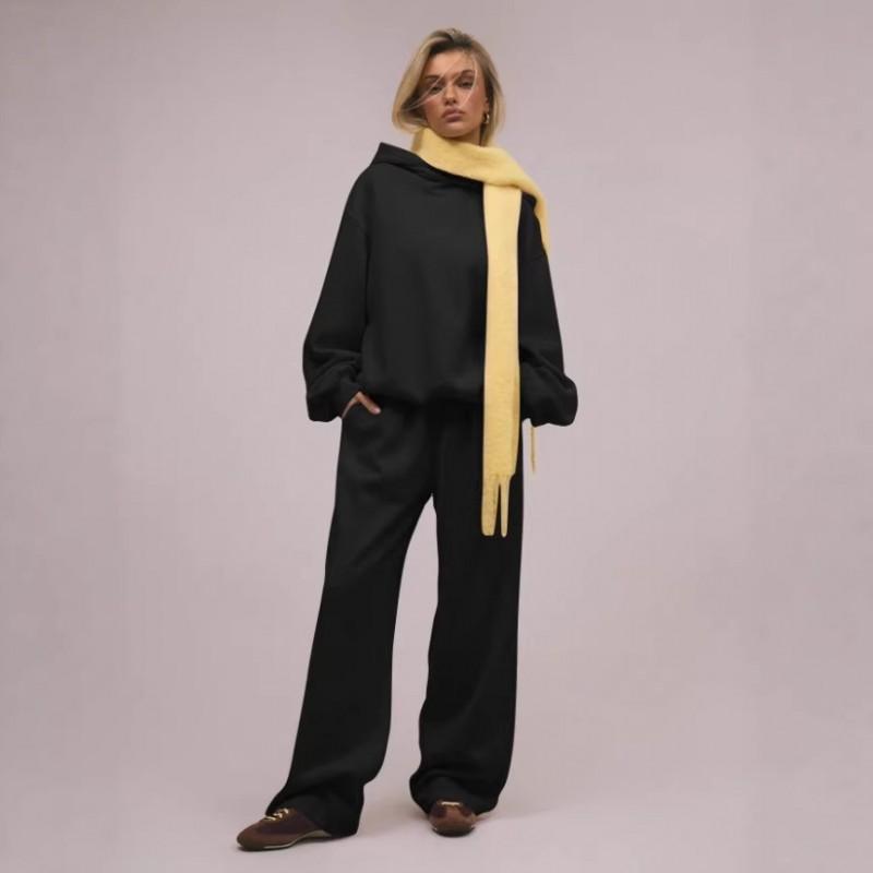 Womens Oversized Hooded Sweatshirt Wide Leg Pants Set Casual Lounge Outfit Winter