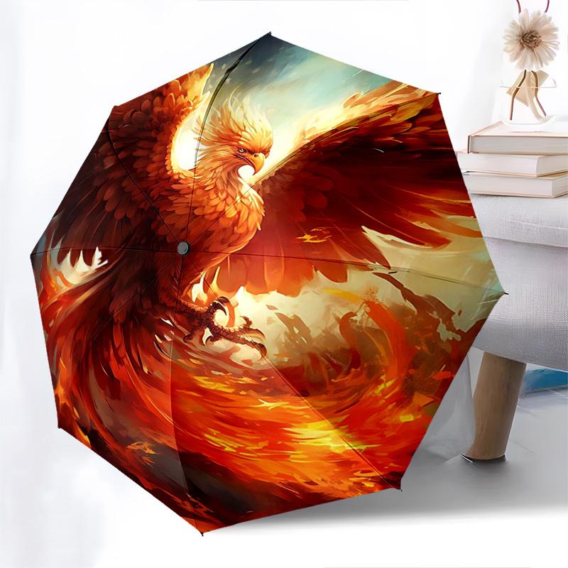 

1pc Phoenix Rising: Automatic Opening/Closing Umbrella with Foldable Design, 8-Bone Iron Frame, Outdoor for Fans, Travelers & Daily Use | Perfect Gift