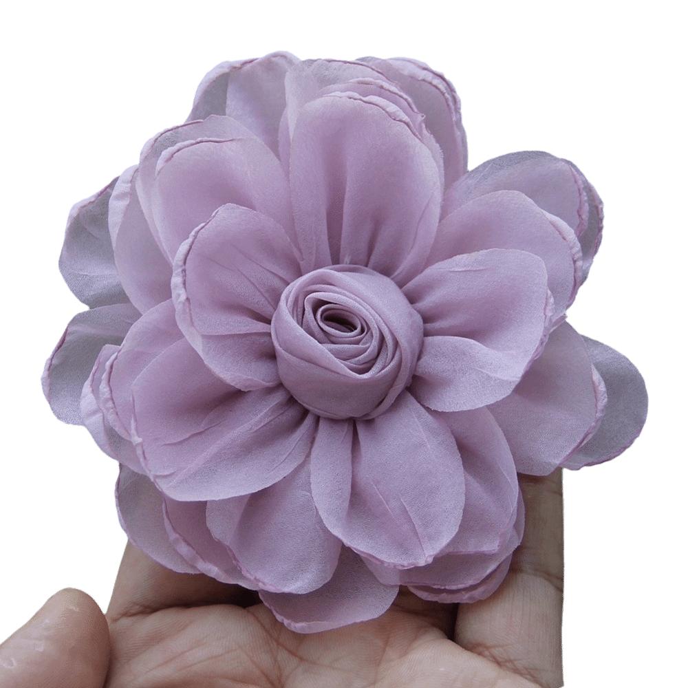 5 Stück DIY Seidenrosen Blütenkopf 3D Gebranntes Stoff Haarschmuck Für Brosche Anzug Jacke Reversnadel
