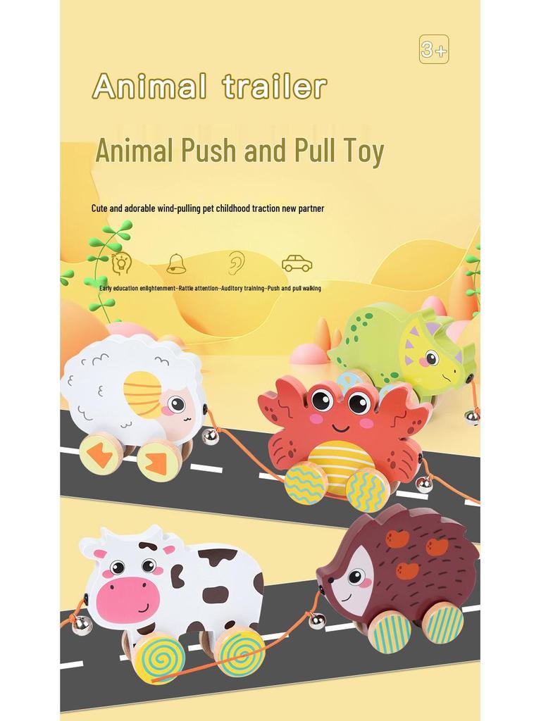 Wooden Animal Baby Walker & Pull Toy for Infants and Toddlers