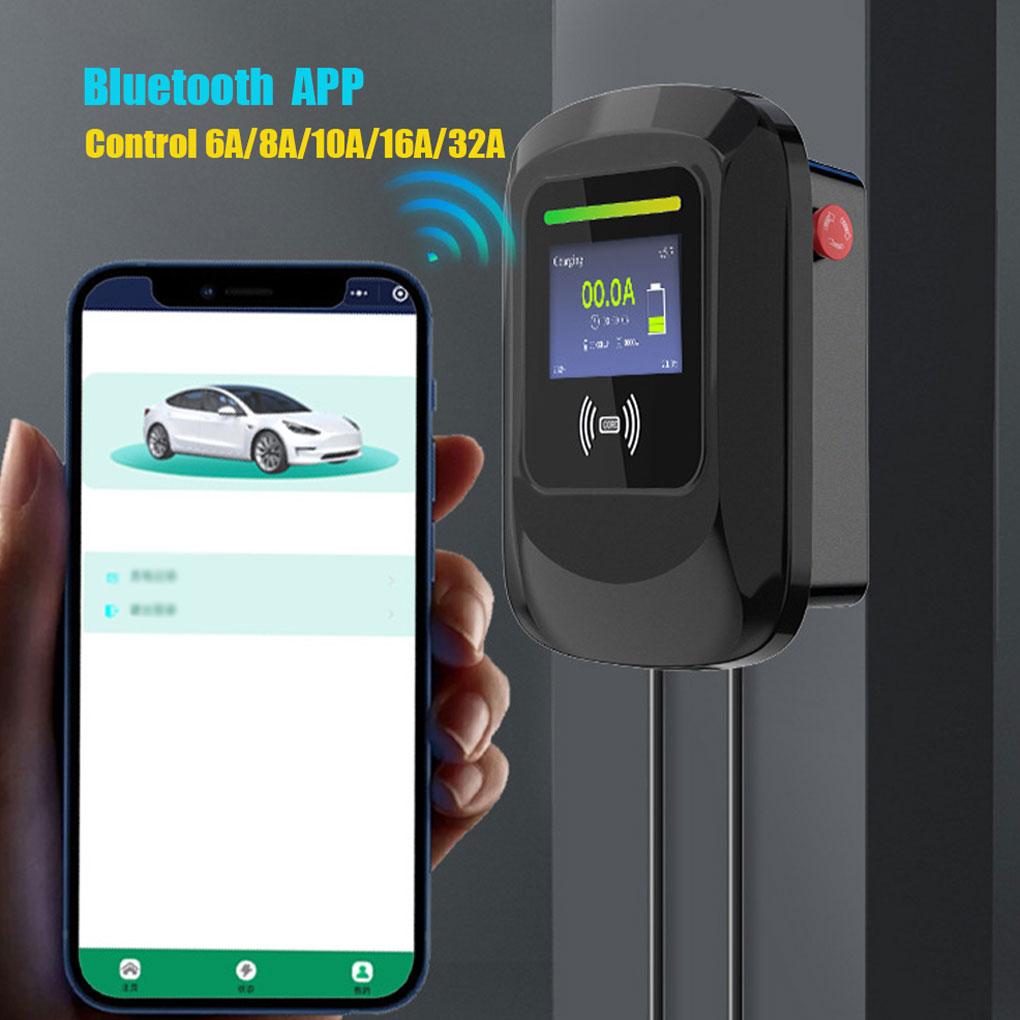 EV Charger 7KW/7.6KW 5M Adjustable Electric Vehicle Charging Station Wallbox EV Car Charger Support APP RFIC Card