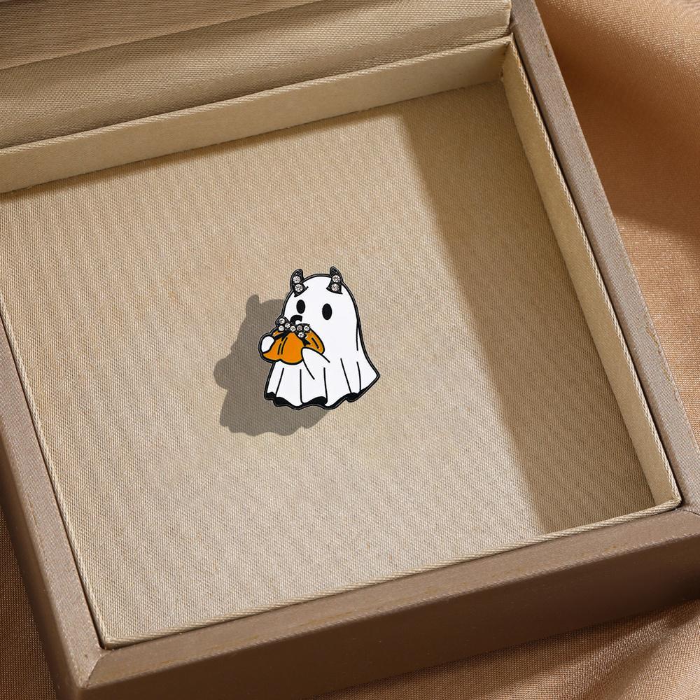 Halloween White Ghost Brooch Universal Alloy Brooch Fashionable and Versatile Clothes Bags Scarf Accessories Christmas Brooch