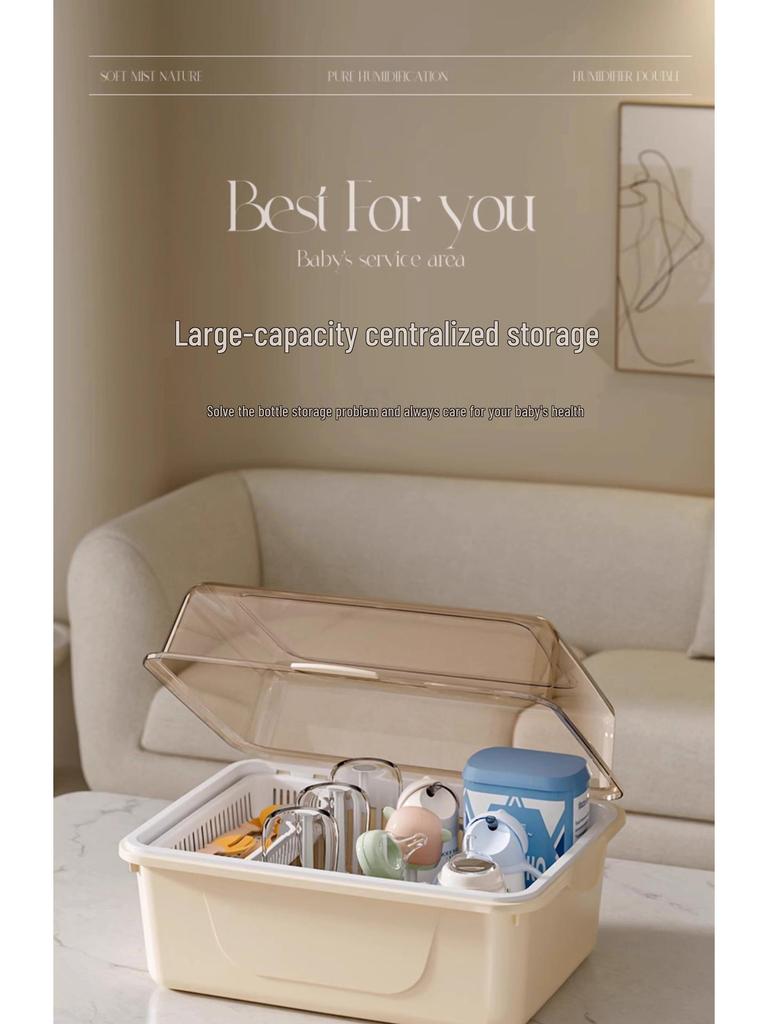 Cutlery & Bottle Drying Rack with Dustproof Lid for Baby Utensils