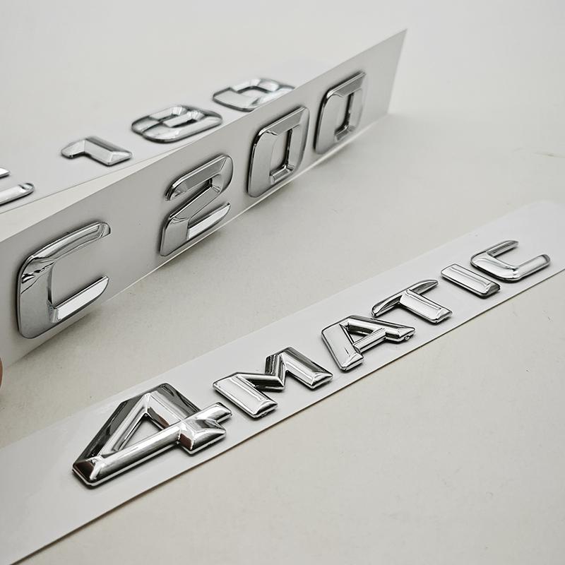 JPA3 3D ABS Car Letters Logo C180 C200 4MATIC Badge Rear Trunk Emblem Decals For Mercedes Benz C Class C180 C200 Tail Accessories