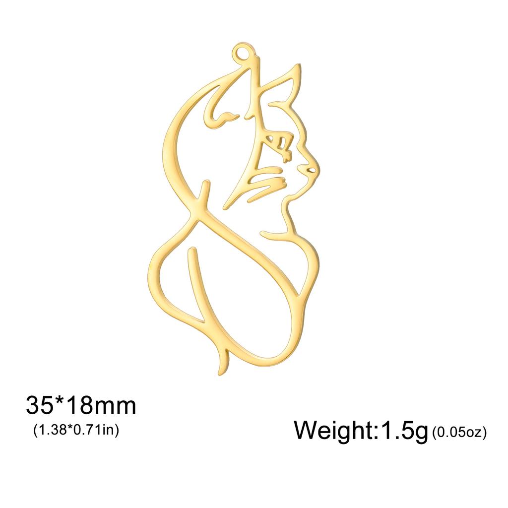 Teamer 3pcs/lot Pet Cat Pendant Gold Color Stainless Steel Kitten Animal Charms for Necklaces Earrings Jewelry Making Wholesale