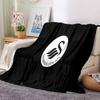 Swansea City Crest Flannel Blanket, Soft Polyester, Modern Design, All-Season for Camping, Travel, Gifts for holidays or birthdays