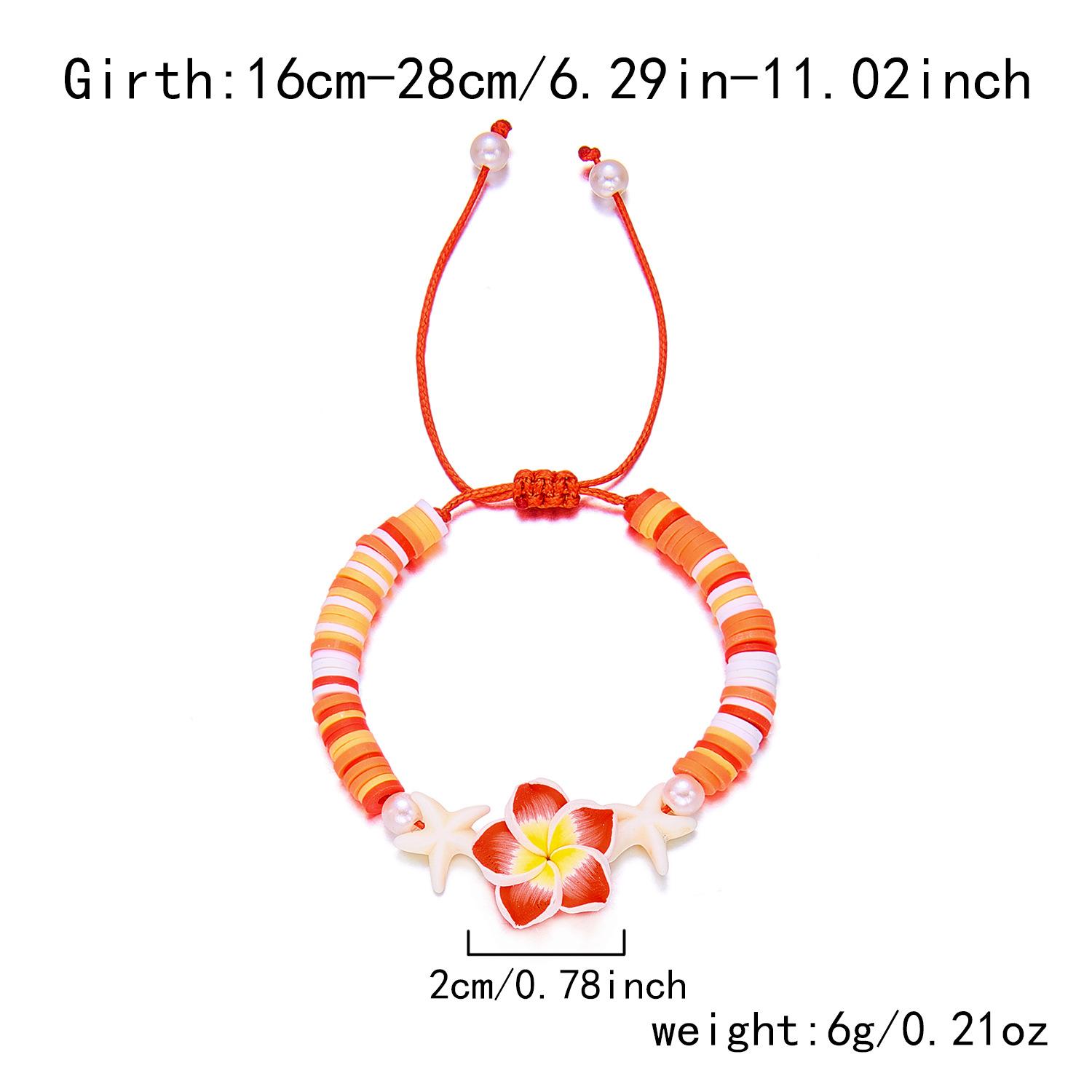 Летний морской дофаминовый отпускной стиль браслет из мягкой глины плюмерии и морской звезды, плетеный из бусин 1