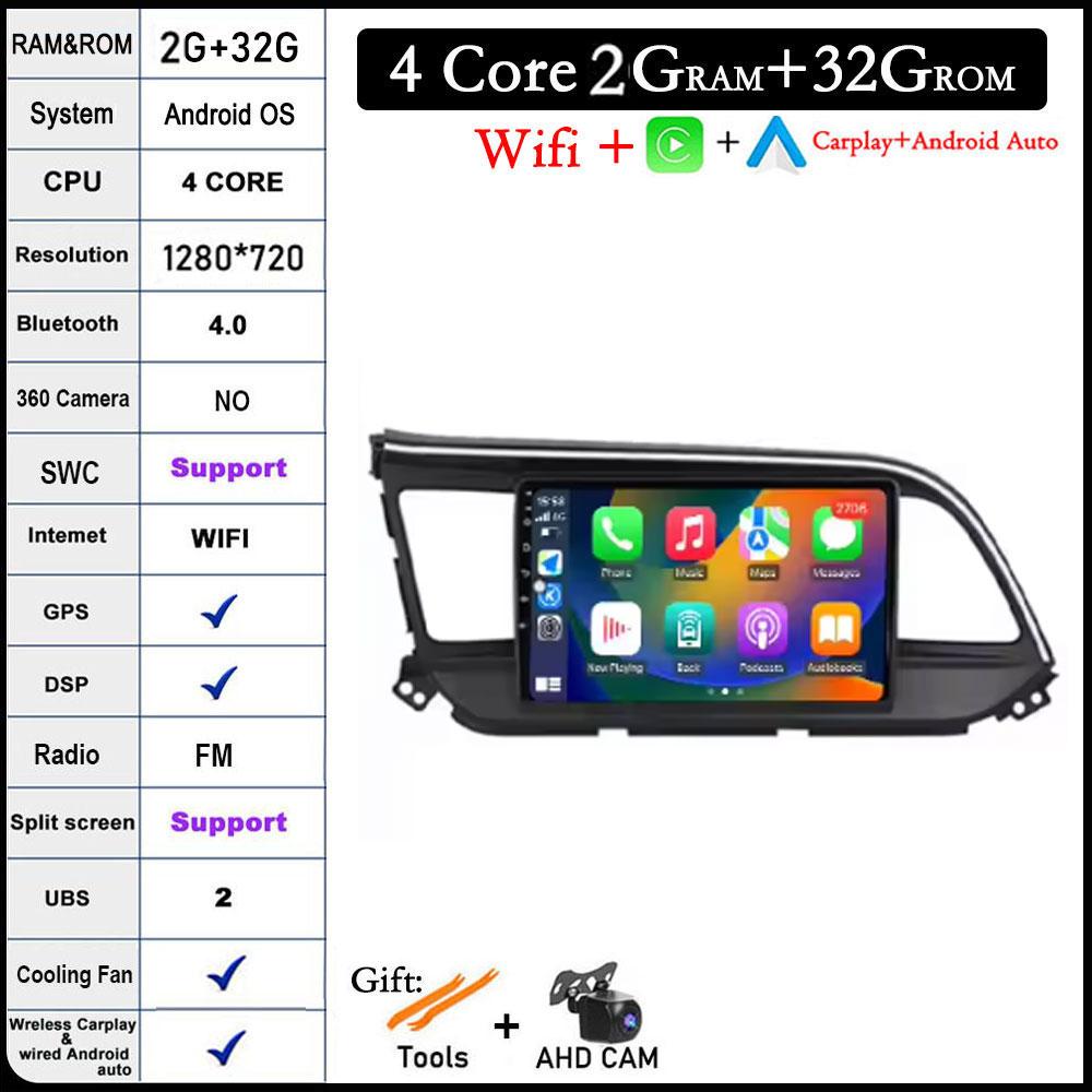 DSP Android 14 For Hyundai Elantra 6 2019 2020 QLED IPS Car Stereo Radio Multimidia Video Player Navigation GPS Carplay