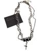 Black Heart Punk Rock Necklace Zinc Zinc Zinc Alloy Cross Pendant Halloween 90s Y2K Necklace  Men Women
