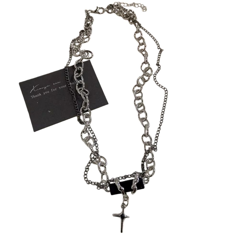 Black Heart Punk Rock Necklace Zinc Zinc Zinc Alloy Cross Pendant Halloween 90s Y2K Necklace Men Women