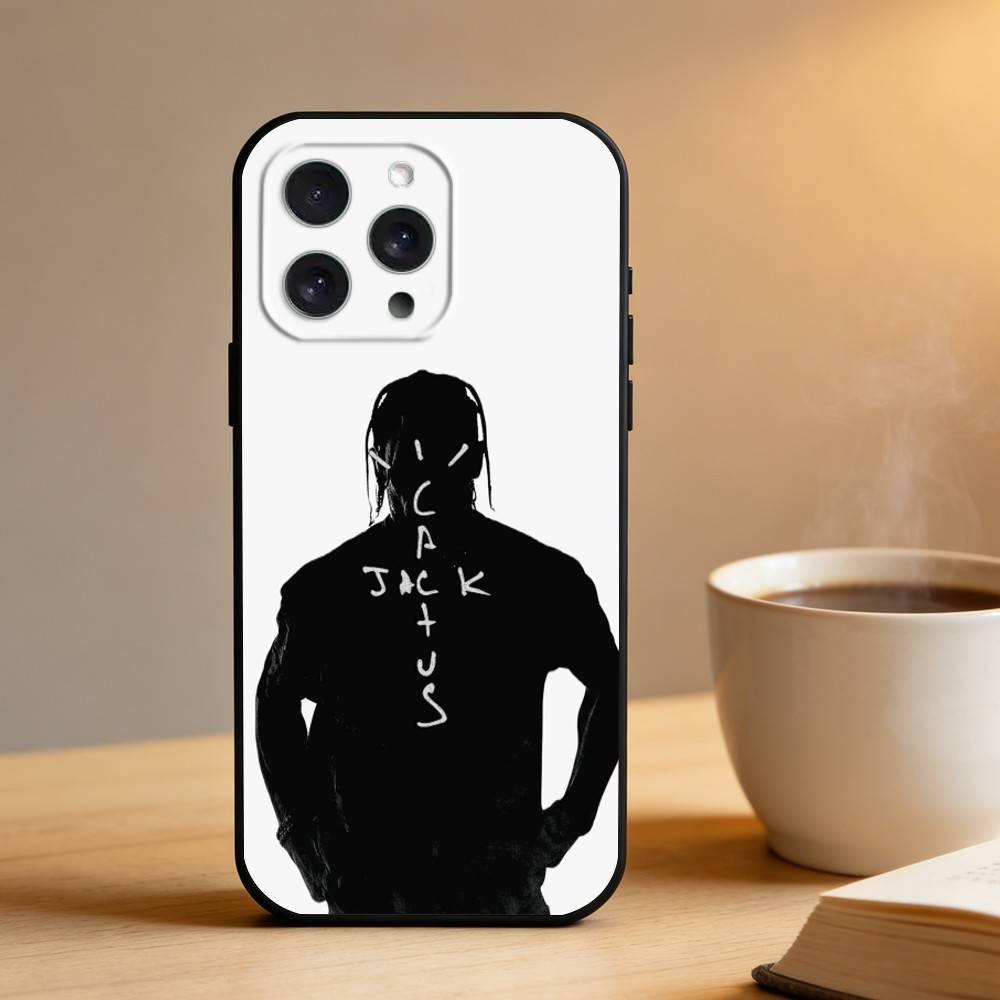 Etui Na Telefon Travis S-Scott Dla iPhone 16,15,14,13,12,17,Pro Max,Plus Silikonowe Czarne Etui