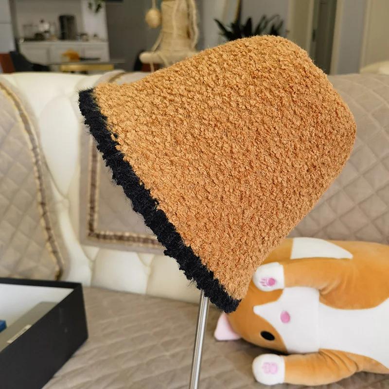 New Winter Hat Ins Wind Japanese Bucket Hats Korean Version Cute Knitted Hats Wool Bucket Hat For Women Mother Mum Gift
