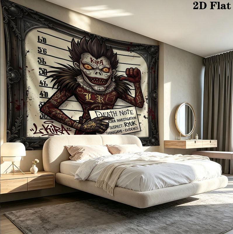 Arazzo da Parete Death Note Appeso Estetico Coperta in Tessuto Stampato Arazzi Decorativi per Camera da Letto Soggiorno Decorazioni per la Casa