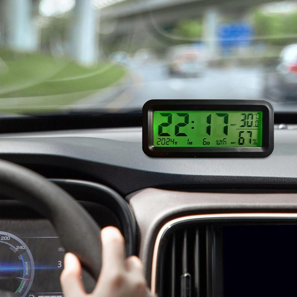 Clock For Car LED Solar-Powered Interior Decoration Portable Adhesive Electronic Car Clock For Truck Auto Automotive Scooter